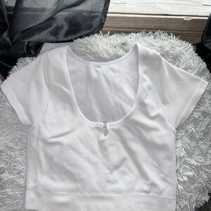 Aerie White Scoop Neck Crop Top